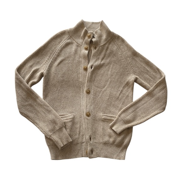 Uniqlo Men’s L Soufflé Yarn Knit Stand Up Collar Grandpa Cardigan - Picture 1 of 10